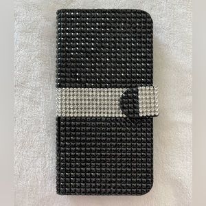 Premium bejeweled iPhone 6/5.5 phone case. NWT. Black with silver detail.